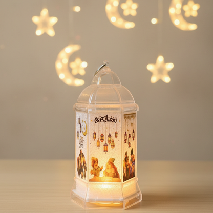 فانوس رمضان بلاستيك شفاف – تصميم شخصيات رمضانية(عدد1)