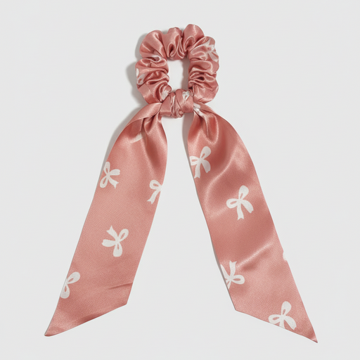 ربطة شعر (Scrunchie) حريرية مع وشاح منسدل