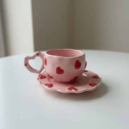 كوب (مج) القلب السيراميك مع صحن