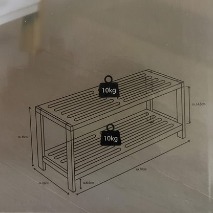 رف أحذية من خشب البامبو -طبقتين