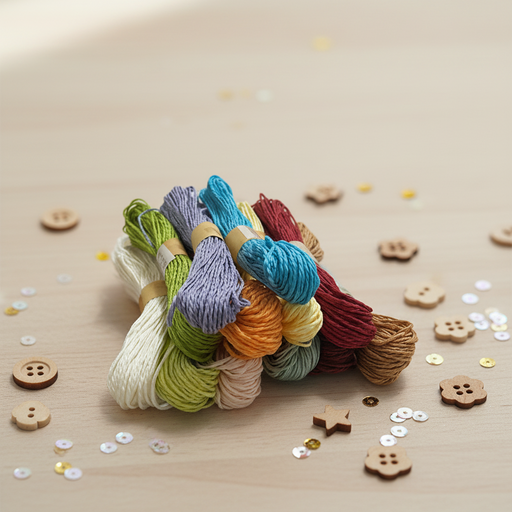 شلة خيط قش ملون 12 متر للأشغال اليدويه