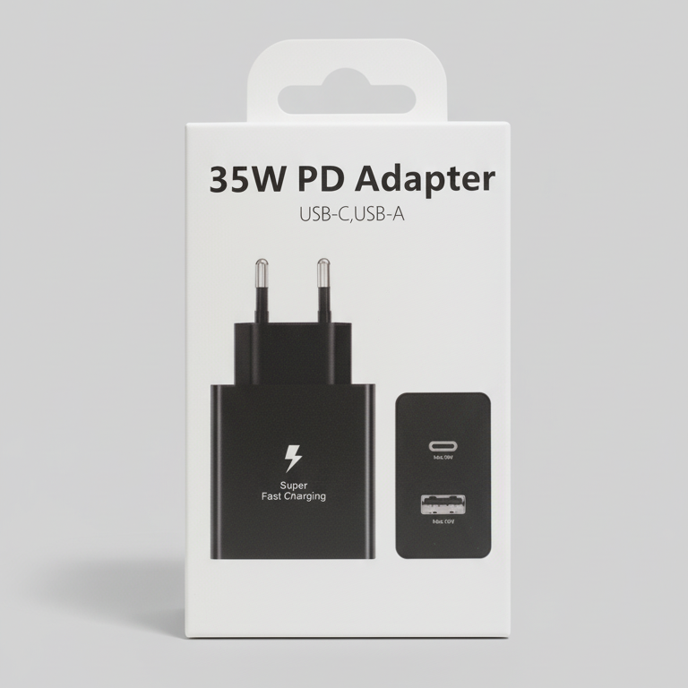 USB-C و USB-A شاحن جداري سريع بقوة 35 واط – بمنفذين