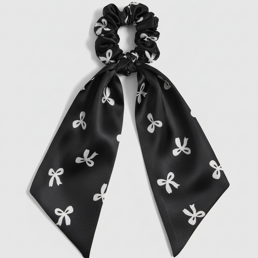 ربطة شعر (Scrunchie) حريرية مع وشاح منسدل