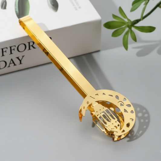 ملقط تقديم معدني ذهبي بتصميم أنيق