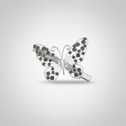 مشبك شعر نسائي بتصميم فراشة مرصّع بالكريستال