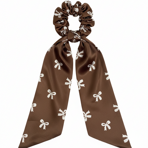 ربطة شعر (Scrunchie) حريرية مع وشاح منسدل