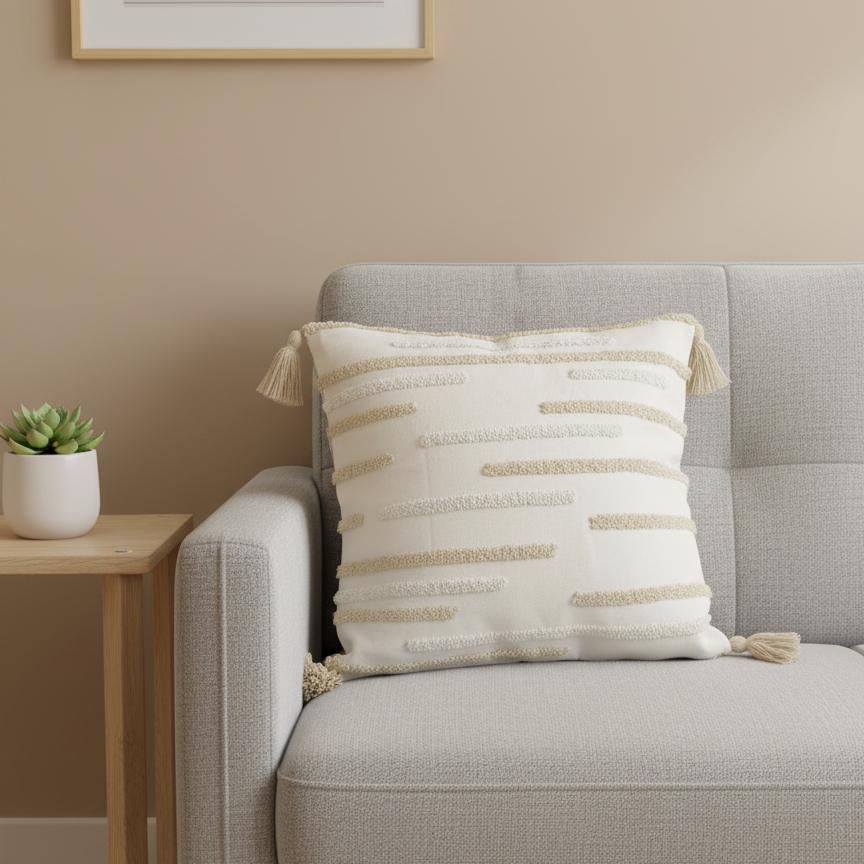 كوشن ديكور أنيقة ثقيلة بخطوط بارزة