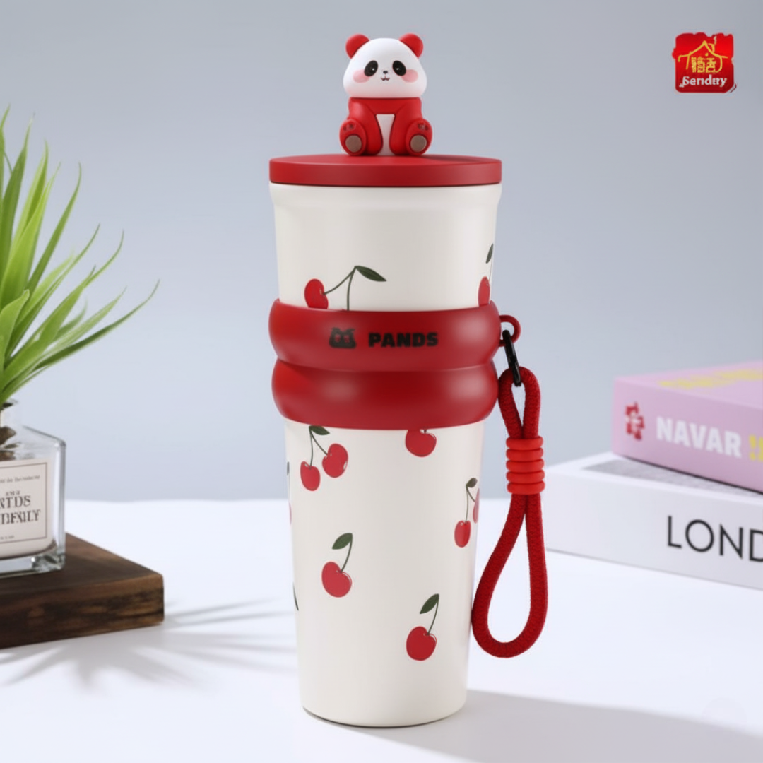 مطرة "هابي باندا" – كوب حراري بتصميم الكرز المبهج