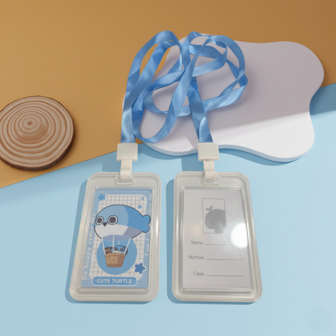 حامل بطاقة تعريف برسوم كرتونيه ملونه