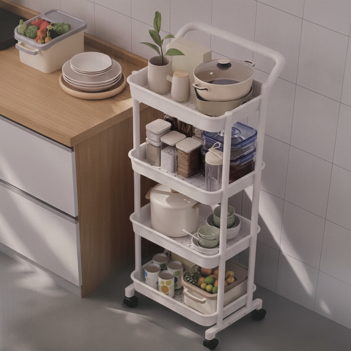 ترولي تخزين ٤ طبقات متعددة الاستخدامات