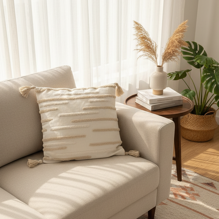 كوشن ديكور أنيقة ثقيلة بخطوط بارزة