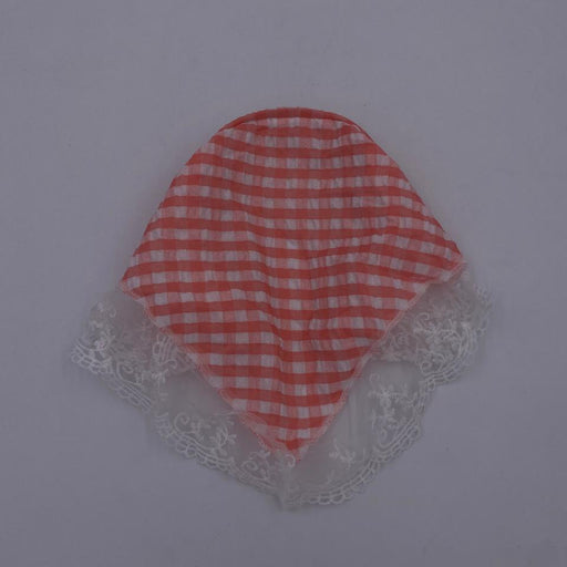 باندانا مربعة بنقشة مربعات مع دانتيل