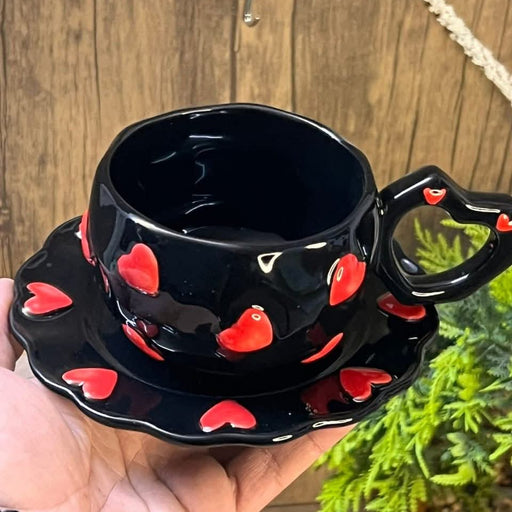 كوب (مج) القلب السيراميك مع صحن