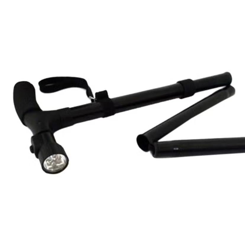 عصا (عكاز) ضد الانزلاق وقابلة للطي مع إضاءة ليد