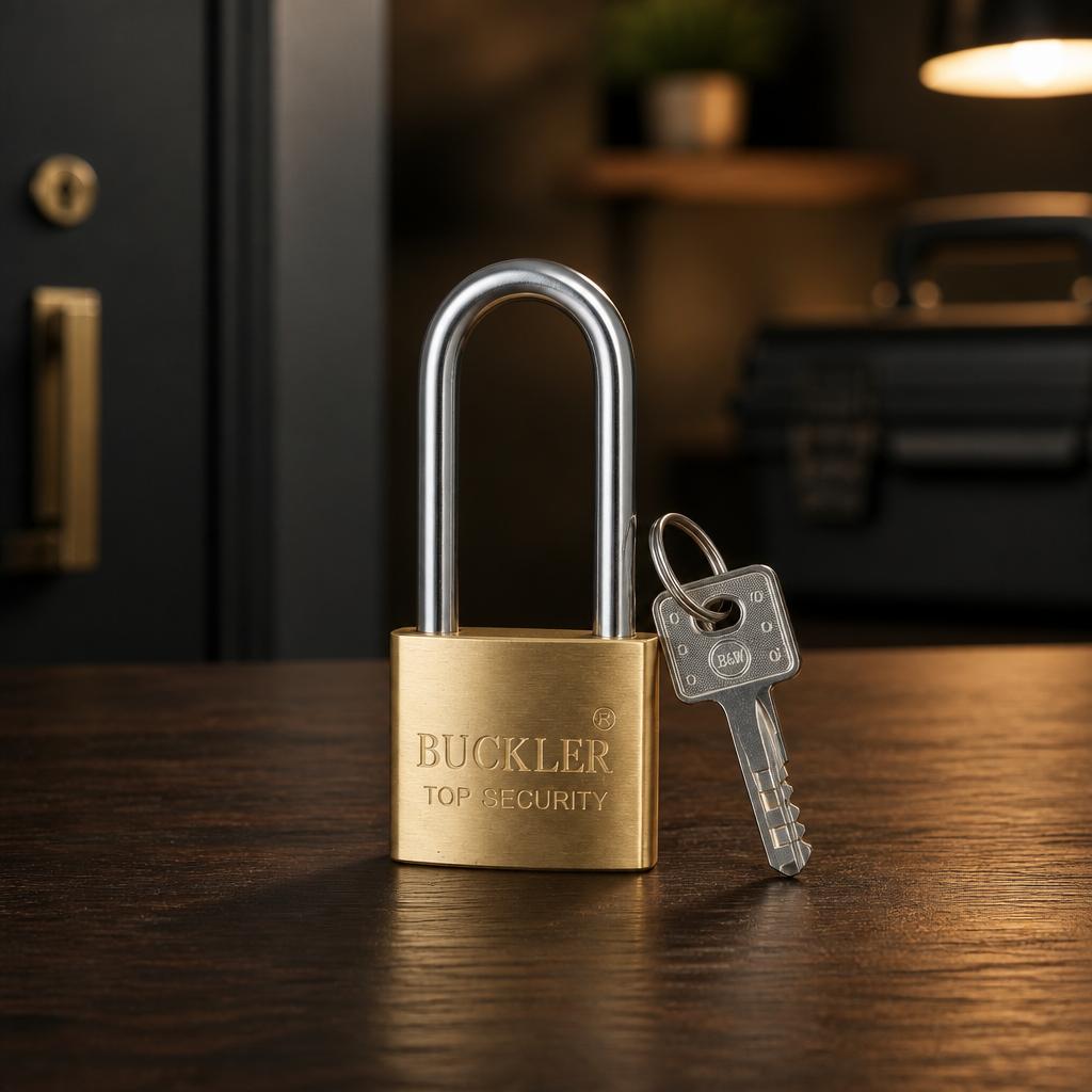 قفل حماية نحاسي "Buckler" بلسان طويل - قياس 30 ملم