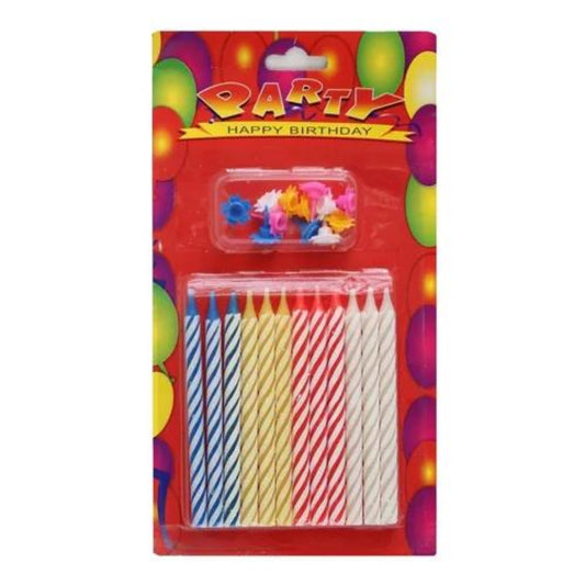 طقم شموع عيد ميلاد مع قواعد(عدد12)