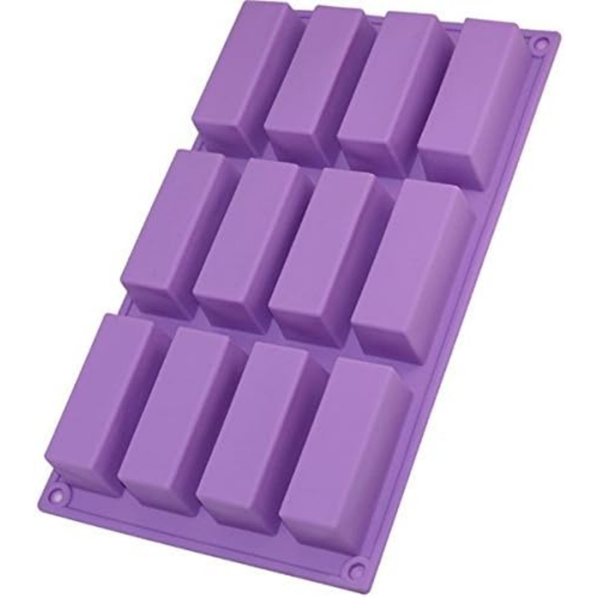 قالب سيليكون مستطيل بـ 12 تجويف لصناعة الصابون والشوكولاتة والحلويات