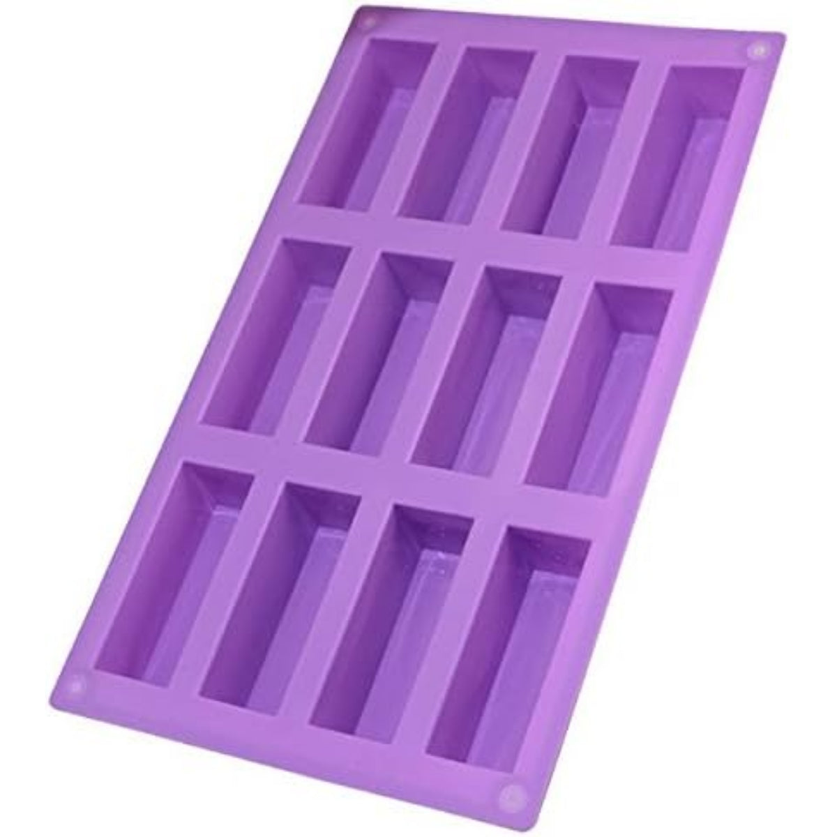 قالب سيليكون مستطيل بـ 12 تجويف لصناعة الصابون والشوكولاتة والحلويات