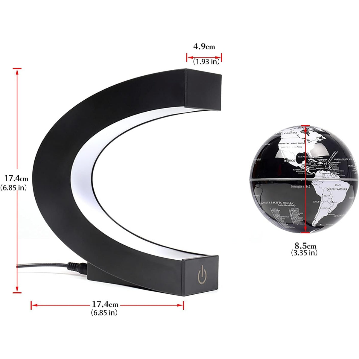 كرة أرضية مغناطيسية عائمة ودوّارة بإضاءة LED – ديكور منزلي ومكتبي مميز