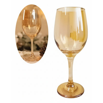 طقم كاسات زجاج عسلي فاخرة  – 6 قطع