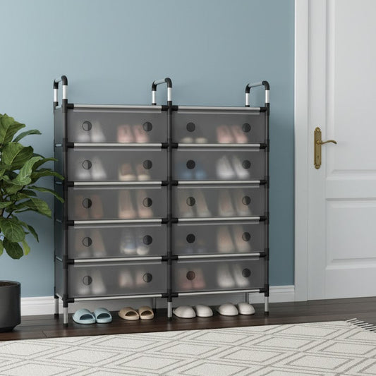 خزانة أحذية عصرية قابلة للتجميع مع أبواب شفافة